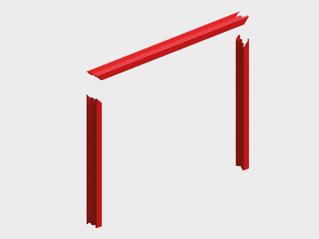 Стальная рама поставляется в разобранном виде (два вертикальных профиля, один горизонтальный).